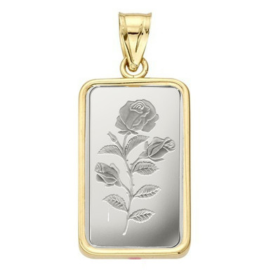 Platinum 5 Gram Pamp Suisse Rose Encased in 14K Gold | SARRAF.COM