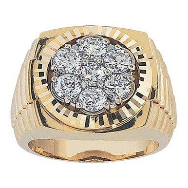 18k Yellow Gold Mens President Jubilee Cluster Diamond Ring