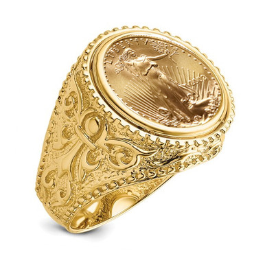 US Gold Coin Band Ring, Size 11.5 Custom Crafted, American Eagle
