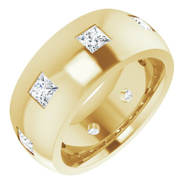14k Yellow Gold Princess Diamond Eternity Band 8.0mm | Sarraf.com