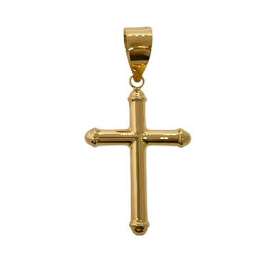 18K Gold Hollow Tube Cross Pendant 35MM X 25MM | Sarraf.com