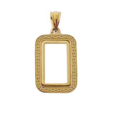 14k Gold 10 gram Pamp Suisse Credit Coin 4 Prong Greek Key Bezel