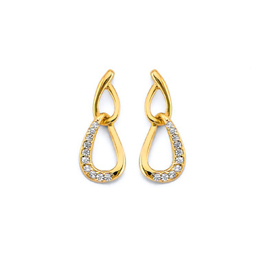 DOUBLE DROP CZ SILVER PLATED EARRINGS T570EZT main image 1
