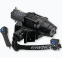 Optional KFI Assault AS-35 3500 lb synthetic-rope winch. Winch and matched mount are included only when selected.