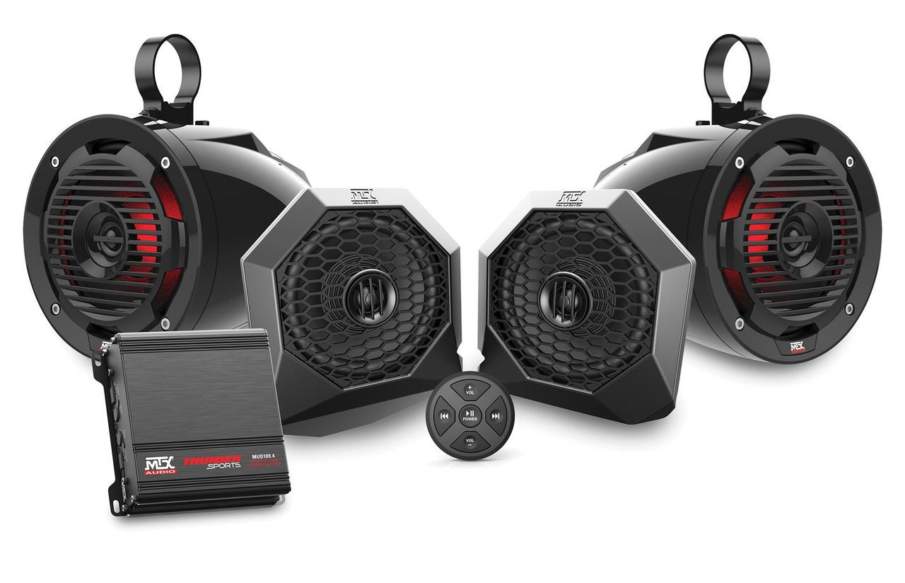 4'' Bluetooth Speakers Stereo Audio System For ATV UTV Polaris RZR XP Can Am X3