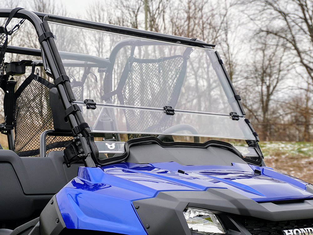 2-in-1 Flip Front Windshield For Honda Pioneer 700 / 700-4 (2014-2025) – Scratch Resistant
