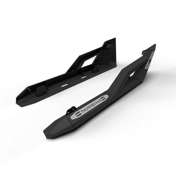 Thumper Fabrication TF030702-BK POLARIS GENERAL NERF RAIL ROCK SLIDERS 2-SEAT BLACK WITH JEWEL GRAY ACCENT PANEL