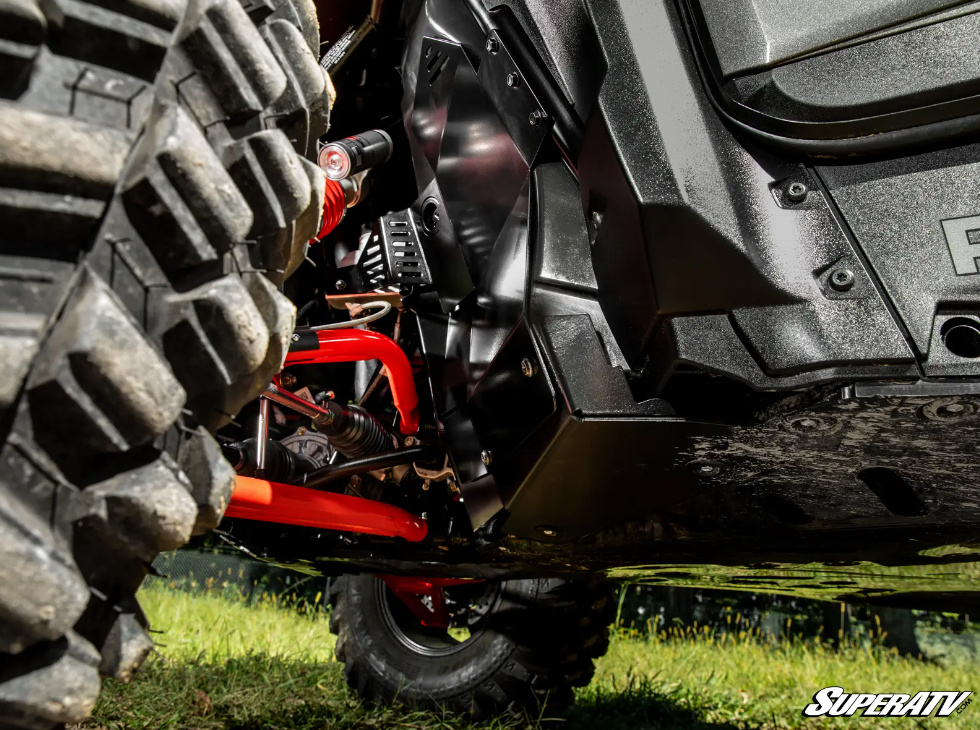 SuperATV Inner Fender Guards For CFMoto ZForce 950 – 1/8” Aluminum, Black, Direct Frame Mount, Pair