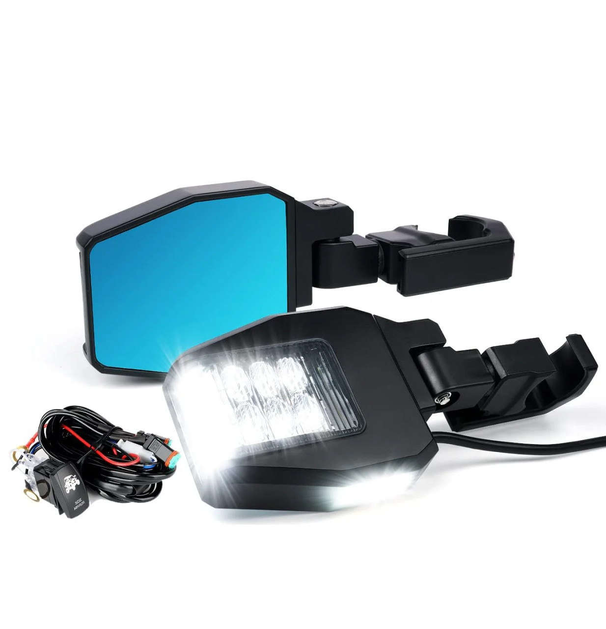 Adjustable Side Mirrors With Multi-Function LED Lights | UTV Direct