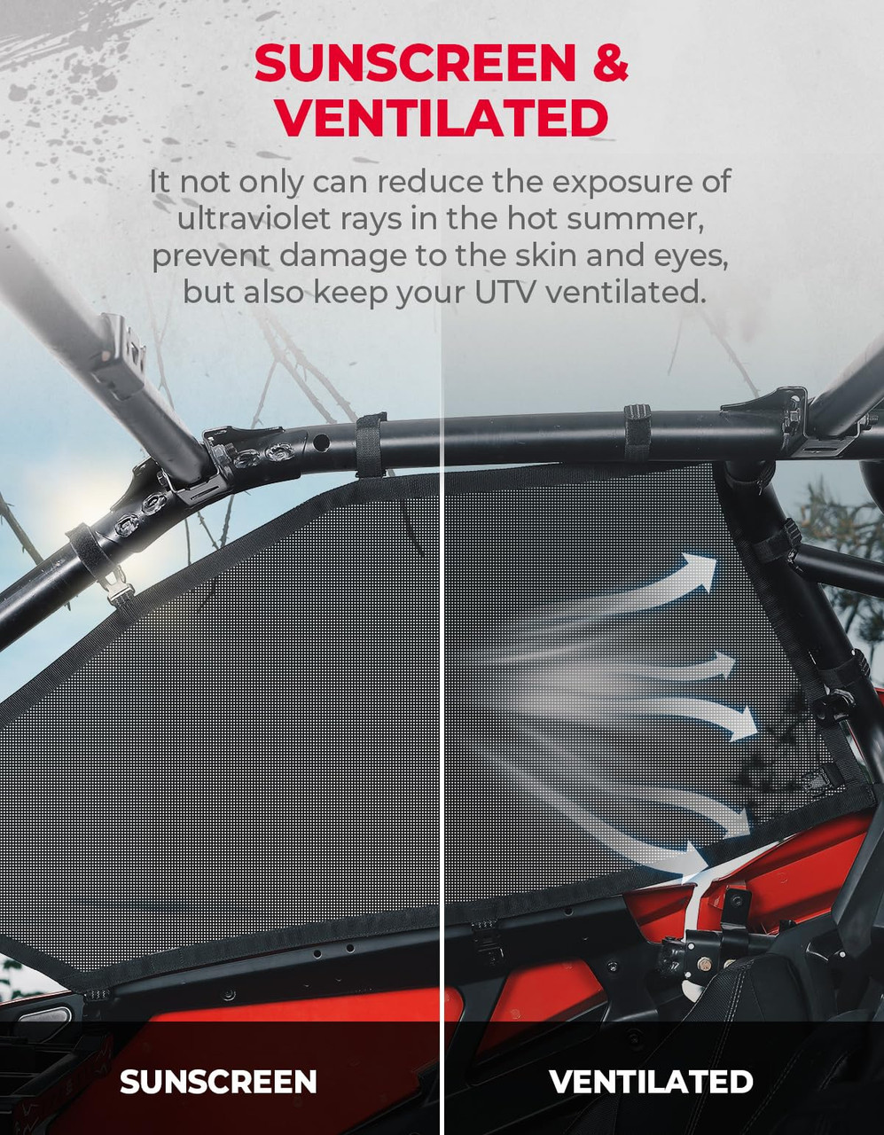 Utv Window Roll Cage Mesh Net Oxford Clots Protection côté Fenêtre Latérale pour RZR 900 900S