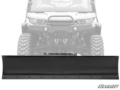SuperATV 72-inch Plow Pro blade shown on a Can-Am Defender HD10. Vehicle, winch and bumper are not included.