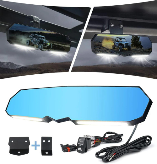 Polaris Ranger or RZR Adjustable Rear View Mirror w/LED Lights| UTV Direct