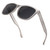 A pair of sunglasses featuring a sleek grey frame and stylish black lenses, perfect for any casual or formal occasion.