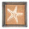Starfish Napkin or Trinket Tray Square Galvanized Metal and Printed Cork 5 Inch