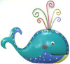 Coastal Colorful Fun Baby Whale Splash Haitian Metal Art Wall Hanging