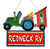 Funny Redneck RV Green Tractor Pulling Outhouse 13 Inch Wood Plaque Wall Décor