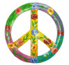 Tropical Hibiscus Peace Sign Haitian Metal Wall Art 9 inch