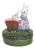 Bunny Mom Rabbit with Baby in Cart Porcelain Hinged Trinket Box