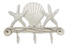 Pewter Starfish Scallop Seashell Triple Key Hook Rack