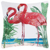 Pink Flamingos At the Beach Accent Pillow 18 X 18 Inch Indoor Outdoor