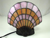 Stained Glass Tifffany Style Tropical Scallop Clam Seashell Table Lamp