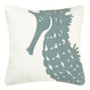 Coastal Rice Stitch Seahorse Icon White Accent Throw Pillow