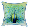 Blue Peacock Plumage Indoor Outdoor Pillow 18 X 18 Made in the USA