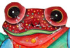Tropical Bamboo Tree Frog Tiki Decor Haitian Wall Art Decor Red