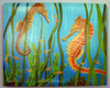 Sealife Sea Horses Swimming in Seaweed Giclee Canvas Gallery Wrap 15X12 Inches