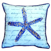 Blue Starfish With Script  Accent Throw Pillow Indoor Outdoor 18 X 18 Inches