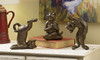 Playful Kitty Cats Figurines Set of 3 Antiqued Brown Tabletop Decor