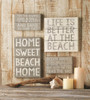 Beach Planked Distressed Wood Wall Plaques 12 10 and 8 Inches Set of 4