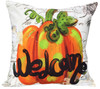 Fall Welcome Bright Orange Pumpkin Canvas Throw Pillow 15 Inch