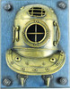 Antiqued Gold Tin Diving Helmet Nautical Double Hook 10 Inch Wall Decor