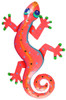 Hand Crafted Tropical 12 Inches Salmon Pink Gecko Decor Haitian Metal Wall Decor