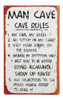 Man Cave Rules Funny Metal Sign Wall Plaque Decor