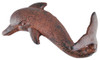 Nautical Rust Brown Cast Iron Dolphin 6.5 Inch Wall Decor Single Hook Peg