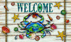 Blue Crab Welcome Starfish and Seashells 30 X 18 Floor Mat Coastal Decor