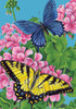Blue Yellow Monarch Butterflies on Geraniums 12 X 18 Garden Flag Custom Decor