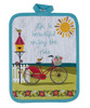Life is Beautiful Enjoy the Ride Bicycle Retro Look Kitchen Pot Holder Cotton