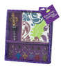 Fleur de lis Art Glass Wine Topper Charms and Napkins Gift Set Boston Warehouse