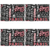 Ooh La La Paris Black Print Cotton Kitchen Dining Table Placemats Set of 4