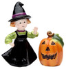 Happy Halloween Pumpkin and Witch Salt and Pepper Shaker Set