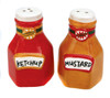 Bottle of Ketchup and Mustard Condiments Ceramic Salt and Pepper Shaker Set