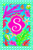 Tropical Fish and Coral Coastal Monogram S Double Sided 12 X 18 Inch Garden Flag