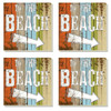 To the Beach Sign 4 Inch Square Absorbent Stone Coasters Set of 4
