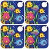 Nautical Coastal Coral Reef Fish Wine Party 8 Inch Plates Set of 4