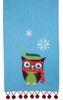 Pretty Winter Snowflakes Decorative Owl Fringe Trim Print Dish Towel