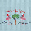 Deck the Pink Flamingos and Palm Trees Holiday Waffle Weave Kitchen Towel