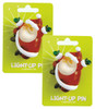 Lights Up Santa Claus Christmas Fun Pins Set of 2